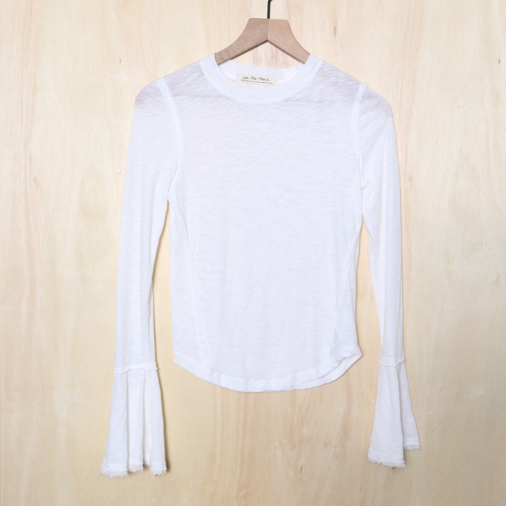 Free People Cecelia Long Bell Sleeve Tee White Size XS - Picture 2 of 4